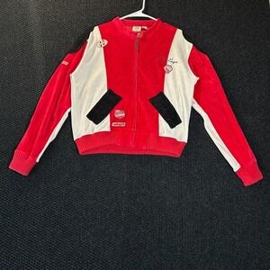 Lady Enyce Velour 750 Sport Racing Full Zip Jacket Red White Y2K Women's Size XL